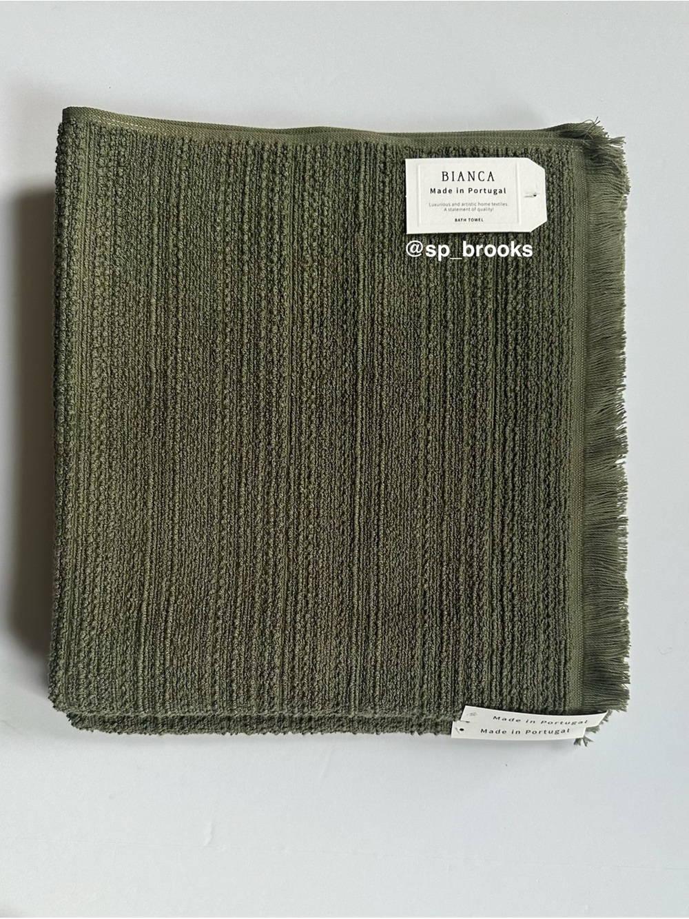 🎁2PC BIANCA Bath Towels - Forest Green Boucle Textured Pattern - 100% Cotton